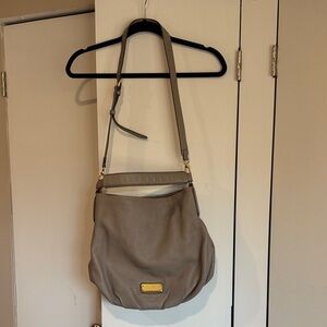 Marc By Marc Jacobs Taupe Leather Shoulder Bag with Gold Hardware